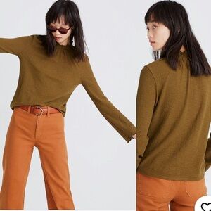 Madewell texture and thread smocked mockneck top